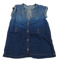 Modré riflové ombré propínací šaty 