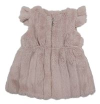 Světlerůžová žebrovaná kožešinová zateplená vesta