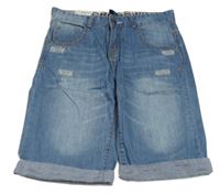 Modré riflové kraťasy s výšivkami Dognose