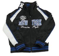 Černo-bílá sportovní propínací mikina s nápisy 