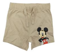 Béžové bavlněné kraťasy s Mickeym Disney