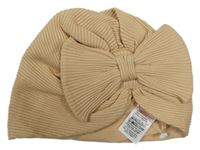 Béžová žebrovaná podšitá turbanová čepice River Island