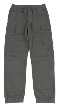 Šedé plátěné cuff kalhoty s úpletovým pasem H&M