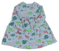 Světlemodré bavlněné šaty s dinosaury a duhami F&F