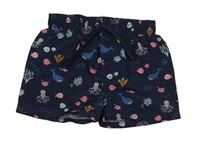 Tmavomodré plážové kraťasy s mořskými živočichy H&M