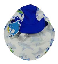 Safírovo-bílá UV kšiltovka se žraloky Bluezoo