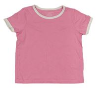 Růžové crop tričko s proužky Primark