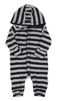 Tmavomodro-šedá pruhovaná kombinéza s kapucí Mothercare