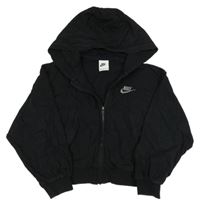Černá crop propínací mikina s logem a kapucí Nike