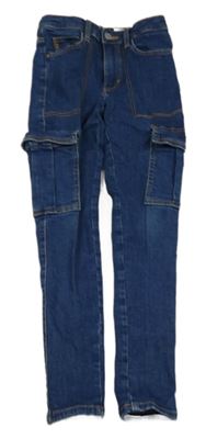 Tmavomodré cargo slim fit rifle 