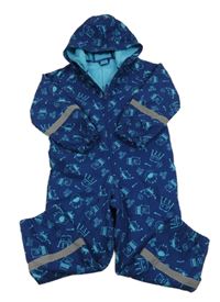 Tmavomodrá softshellová kombinéza s příšerkami a kapucí Kiki&Koko