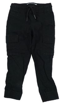 Černé plátěné cargo cuff kalhoty Denim Co. 