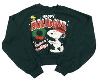 Tmavozelená crop mikina se Snoopym H&M