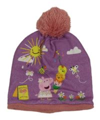 Malinová čepice s Peppou a bambulí 