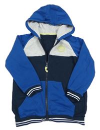 Kobaltově modro-tmavomodrá propínací mikina s kapucí Matalan