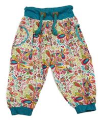 Bílo barevné capri tepláky s motýlky