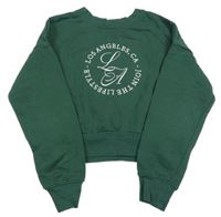 Zelená crop mikina s nápisem H&M