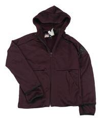 Vínová sportovní propínací mikina s kapucí Adidas 