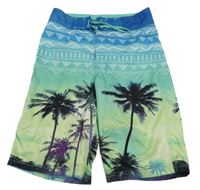 Modro-zelené plážové kraťasy s palmami H&M