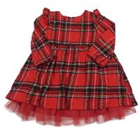 Červeno-barevné kostkované flanelové šaty s volánky Peacocks