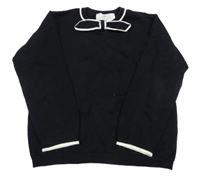 Černo-bílý svetr s mašlí H&M