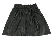 Černá koženková sukně s knoflíčky Shein