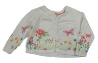 Bílý propínací svetr s květy Mothercare