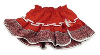 Červená plátěná sukně se vzorem 