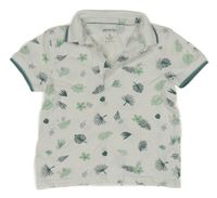 Bílo-zelené polo tričko s kytičkami Orchestra 