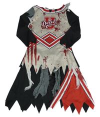 Kostým - Černo-béžovo-červené šaty s nápisem - Harley Quinn Amscan