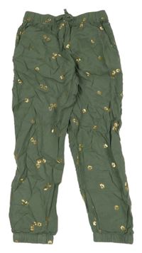 Khaki kytičkované lehké letní kalhoty H&M