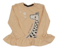 Broskvové peplum triko se žirafou So Cute