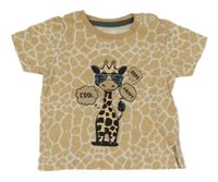 Béžovo-bílé vzorované tričko s žirafou Piazza Italia 