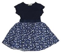 Tmavmodré bavlněno/plátěné šaty se vzorem Matalan