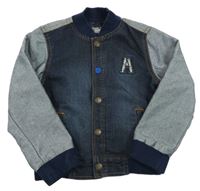 Tmavomodro-světlemodrá riflová bunda s nášivkou LC Waikiki