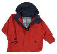 Červeno-tmavomodrá šusťáková jarní funkční bunda s kapucí Tribord