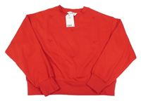 Nové - Červená crop oversize mikina s korálky H&M