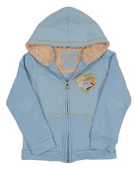 Světlemodrá srdíčkovaná propínací mikina s Frozen a kapucí C&A