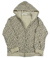 Béžovo-černá vzorovaná propínací mikina s kapucí H&M