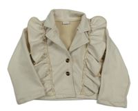 Smetanová semišová crop bunda s volánky 