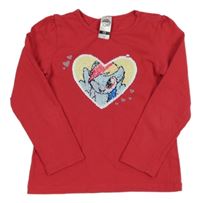 Červené triko se srdíčkem s pony z překlápěcích flitrů C&A