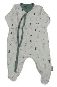 Bílo-khaki melírovaný overal s medvídky Sterntaler