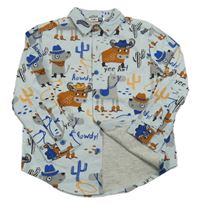 Nové - světlemodrá podšitá košile se zvířátky PEP&CO