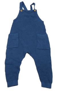 Tmavomodré žebrované pletené laclové tepláky H&M