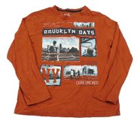 Rezavé triko s potiskem C&A