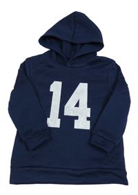 Tmavomodrá teplá mikina s číslem a kapucí SHEIN