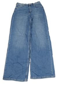 Modré wide leg high waist rifle H&M