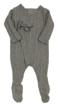 Šedý melírovaný žebrovaný kašmírový zavinovací overal s bambulkami F&F