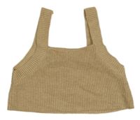 Béžový melírovaný žebrovaný pletený crop top 