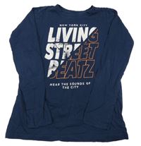 Tmavomodré triko s nápisy Chapter young 